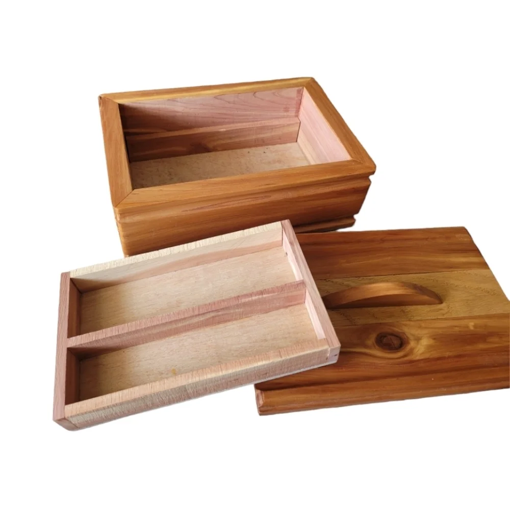 Handmade Cedar Lined Lidded Wooden Jewelry Box Vintage Hand Stamped